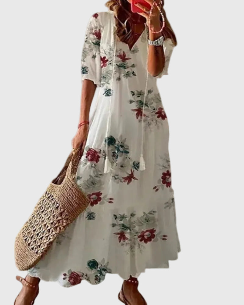 Amalia | Boho Vintage Letnia Sukienka Maxi