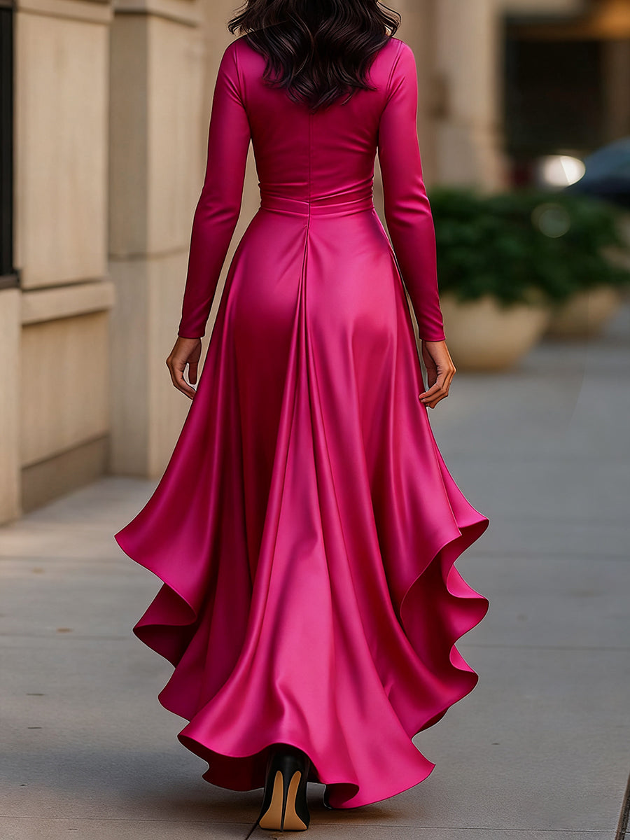 Maria | Elegancka Długa Sukienka z Satyny