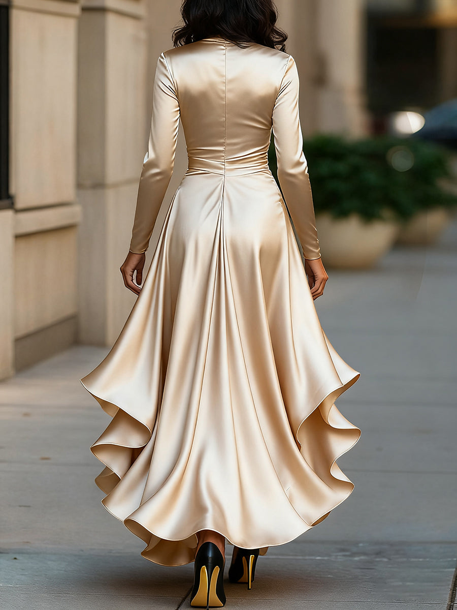 Maria | Elegancka Długa Sukienka z Satyny