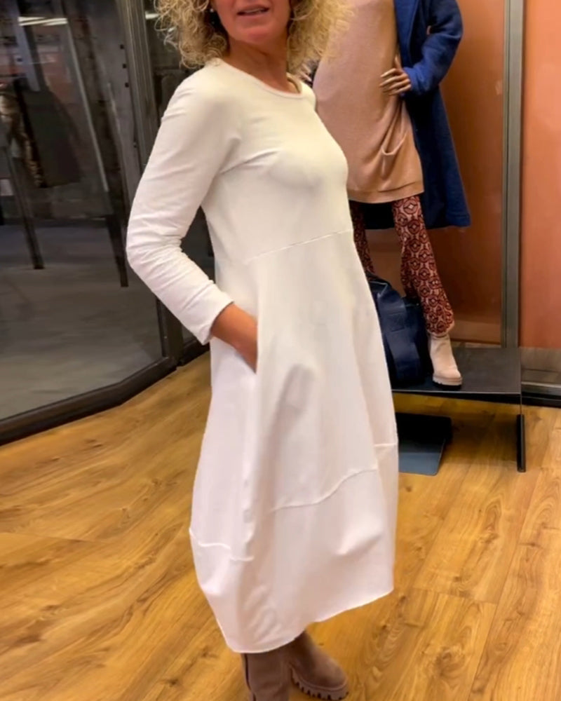 Clara | Jesienna midi sukienka z kieszeniami