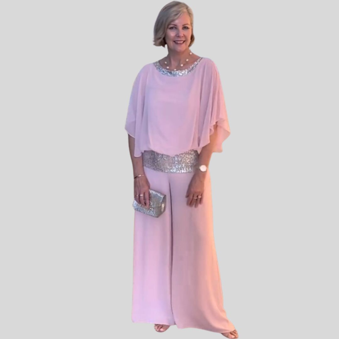 Beáta | Błyszczący dwuczęściowy zestaw na specjalne okazje