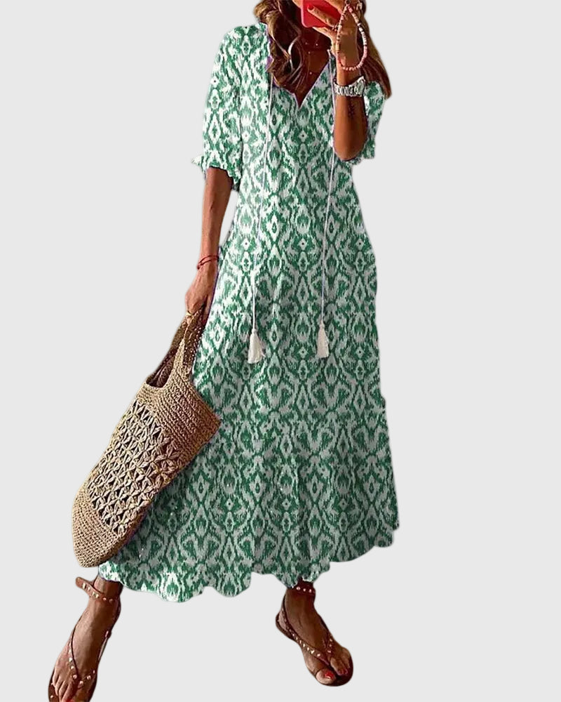 Amalia | Boho Vintage Letnia Sukienka Maxi