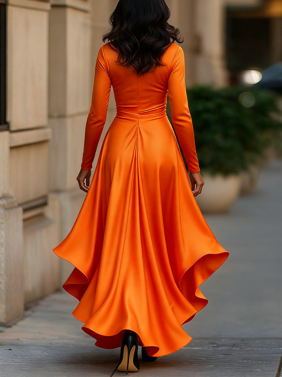 Maria | Elegancka Długa Sukienka z Satyny