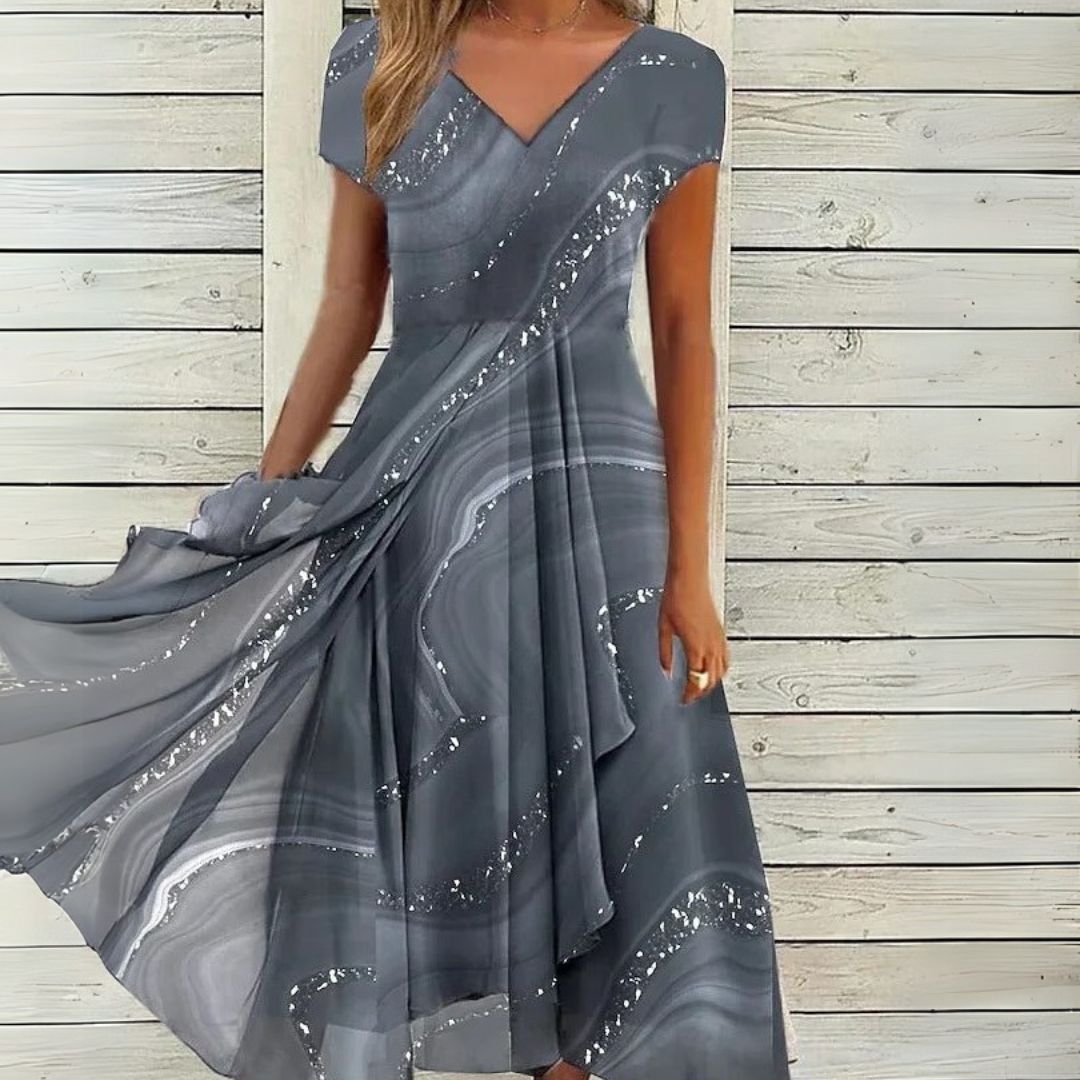 Londyn | Elegancka midi sukienka z dekoltem w kształcie V