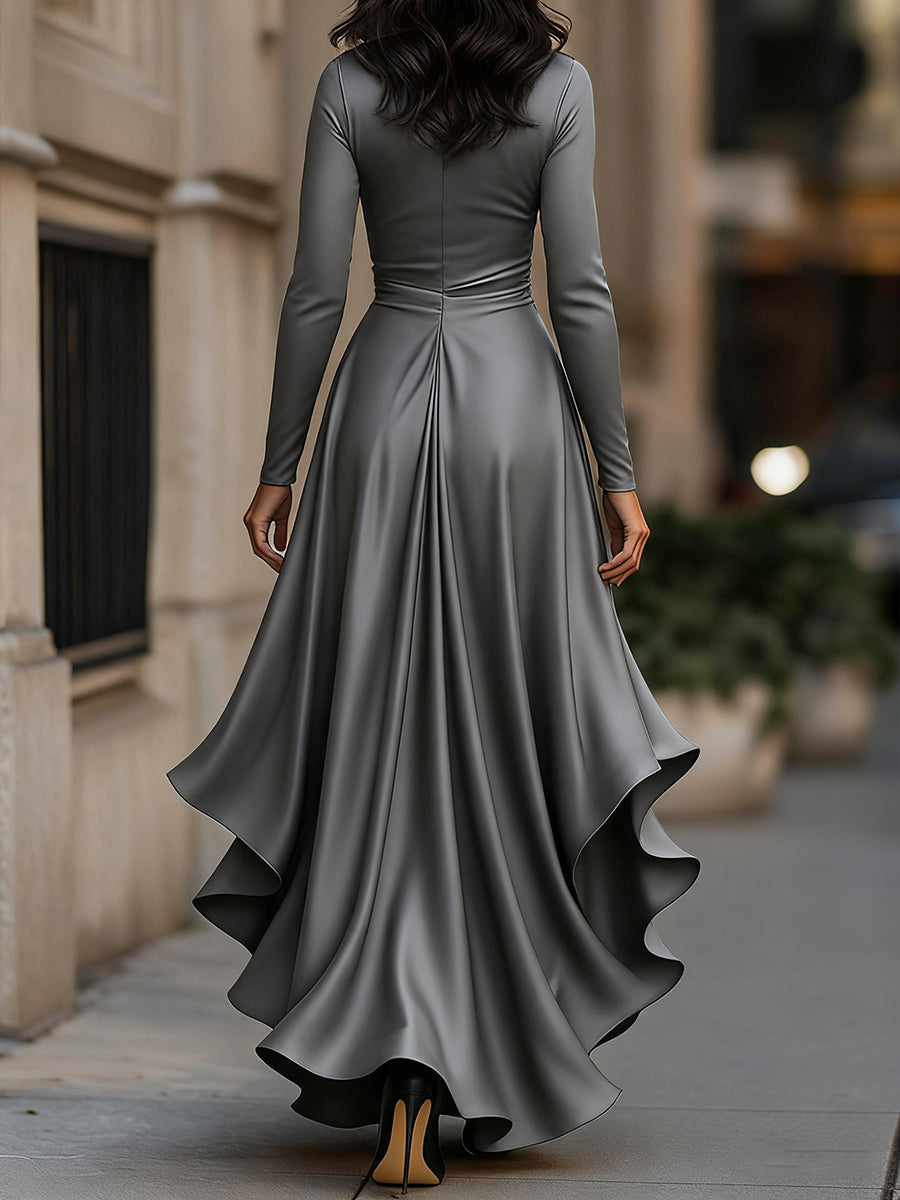 Maria | Elegancka Długa Sukienka z Satyny