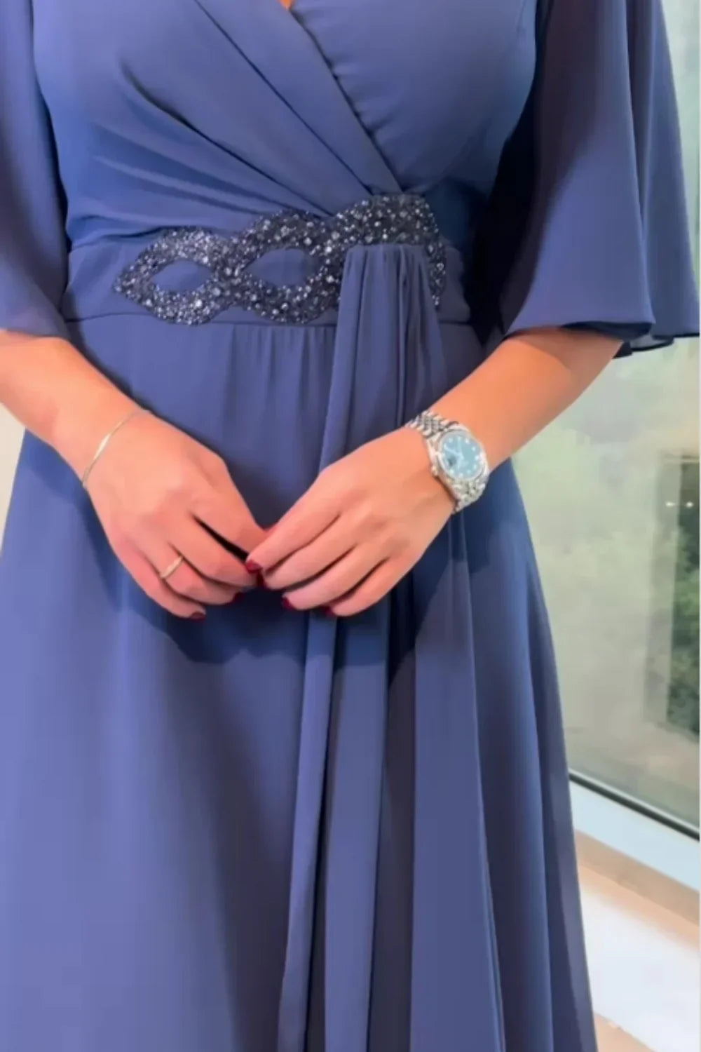 Ewelina | Elegancka Długa Sukienka z Szyfonu