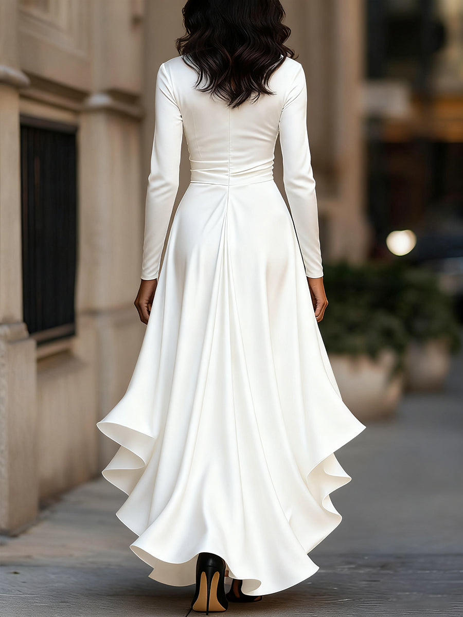 Maria | Elegancka Długa Sukienka z Satyny