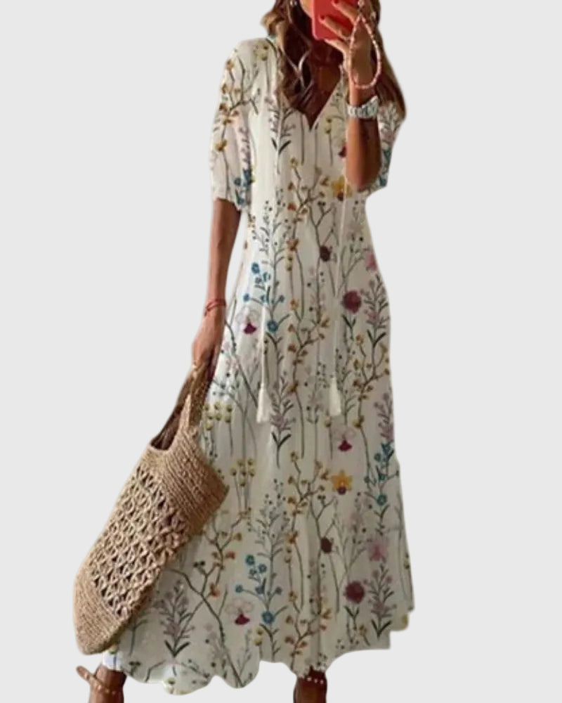 Amalia | Boho Vintage Letnia Sukienka Maxi