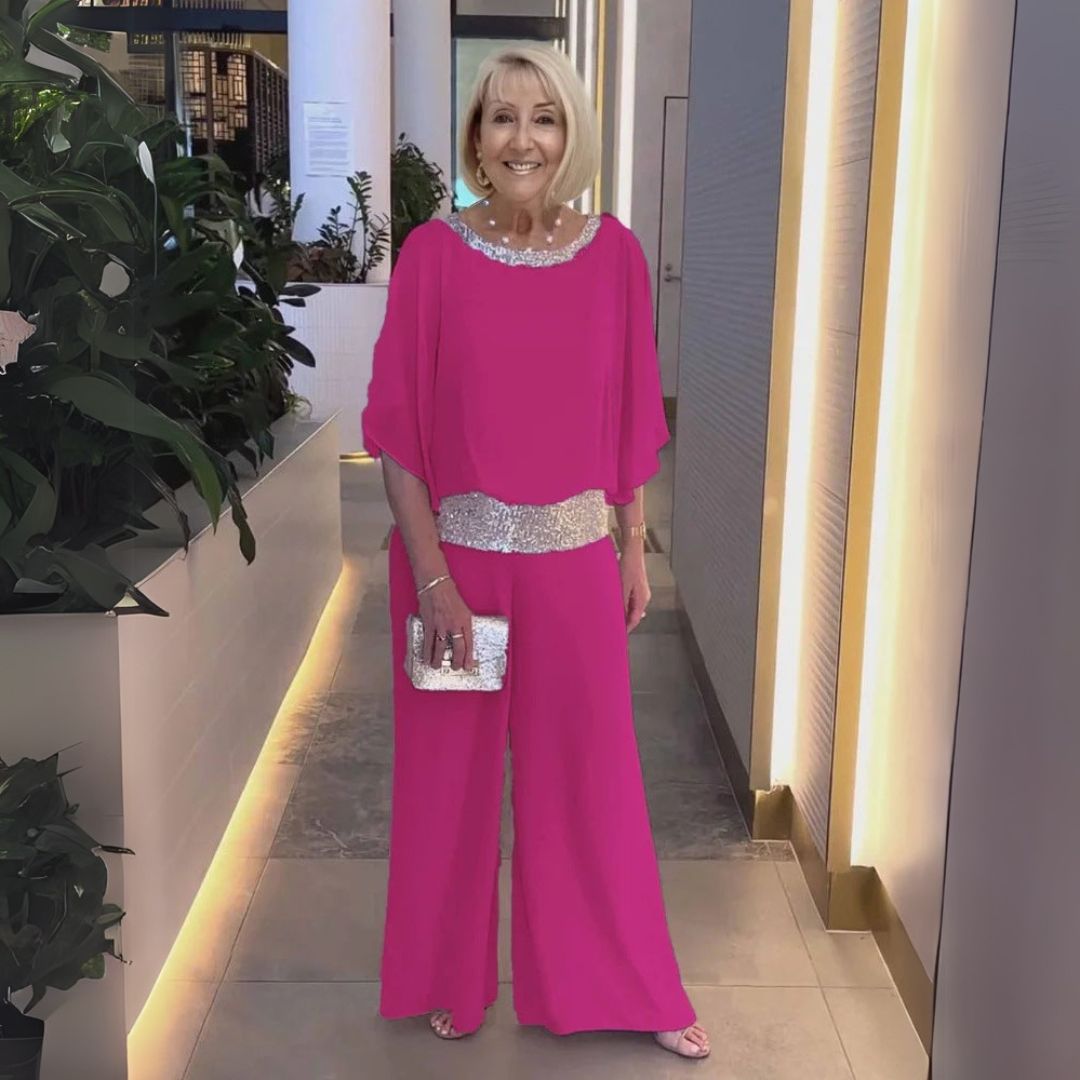 Beáta | Błyszczący dwuczęściowy zestaw na specjalne okazje