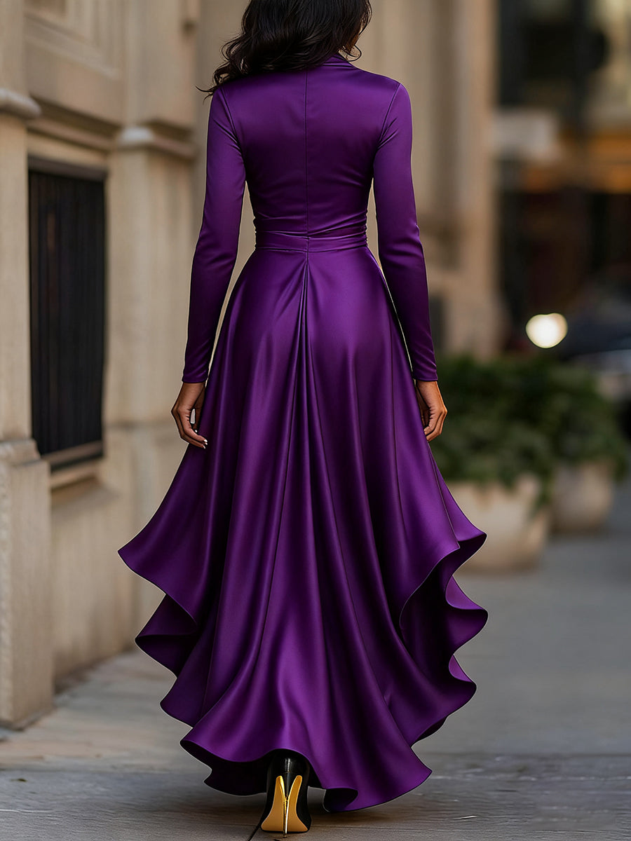 Maria | Elegancka Długa Sukienka z Satyny