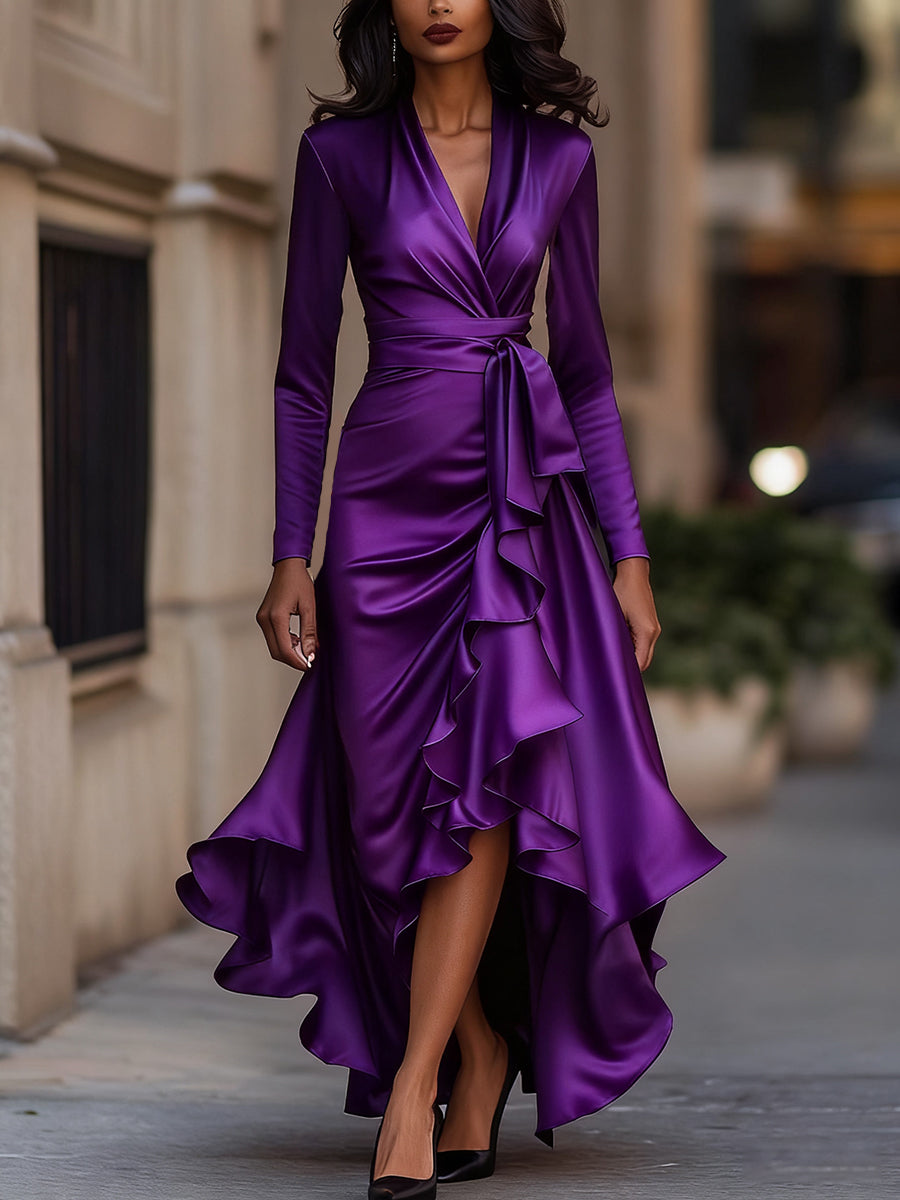 Maria | Elegancka Długa Sukienka z Satyny