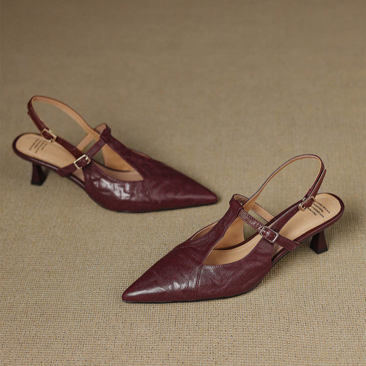 Czarne Skórzane Szpilki Autentyczne