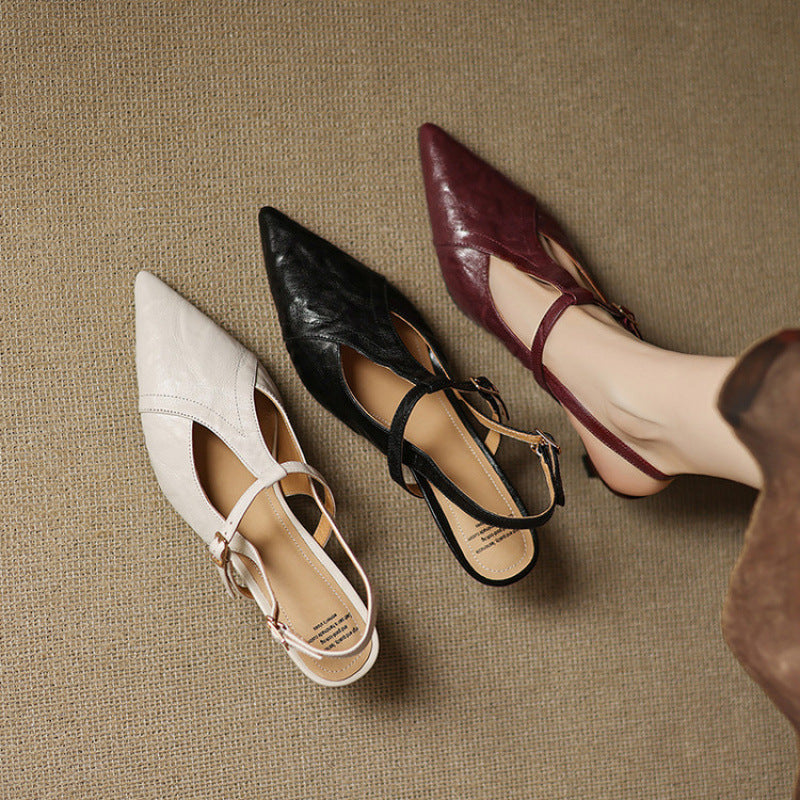 Czarne Skórzane Szpilki Autentyczne