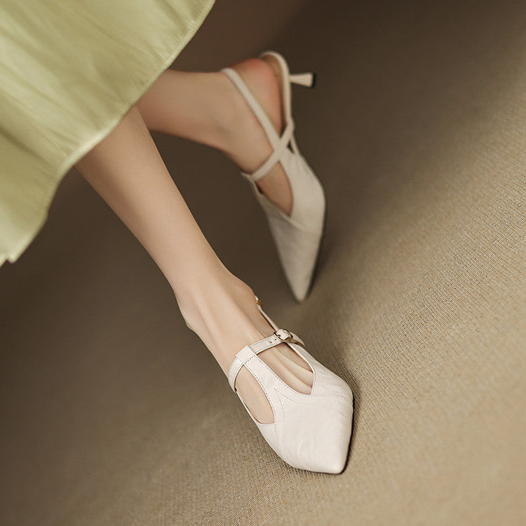 Czarne Skórzane Szpilki Autentyczne