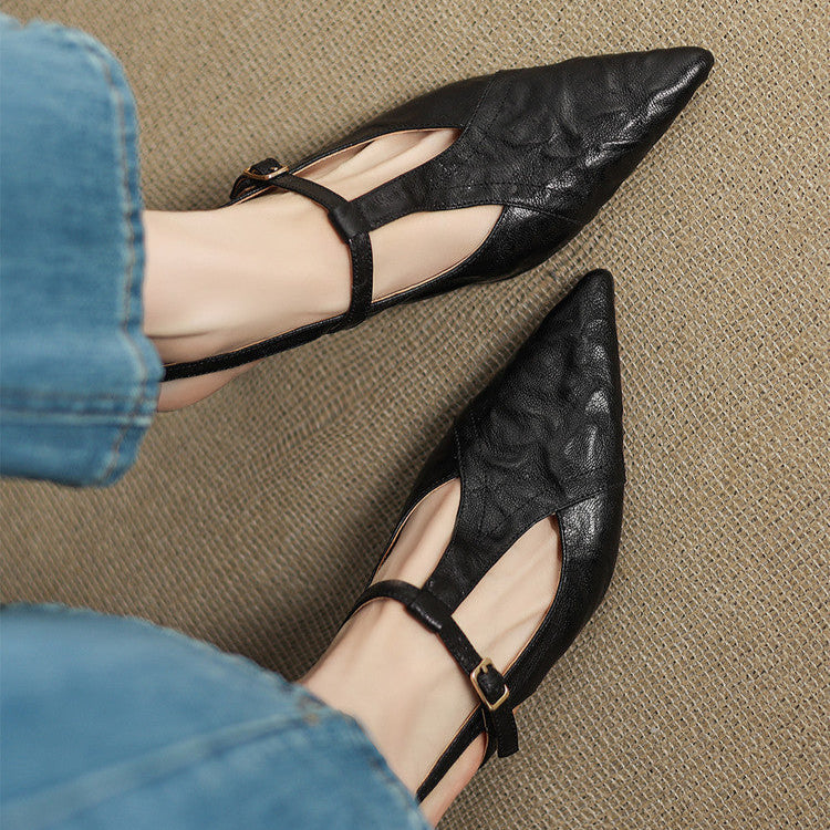 Czarne Skórzane Szpilki Autentyczne