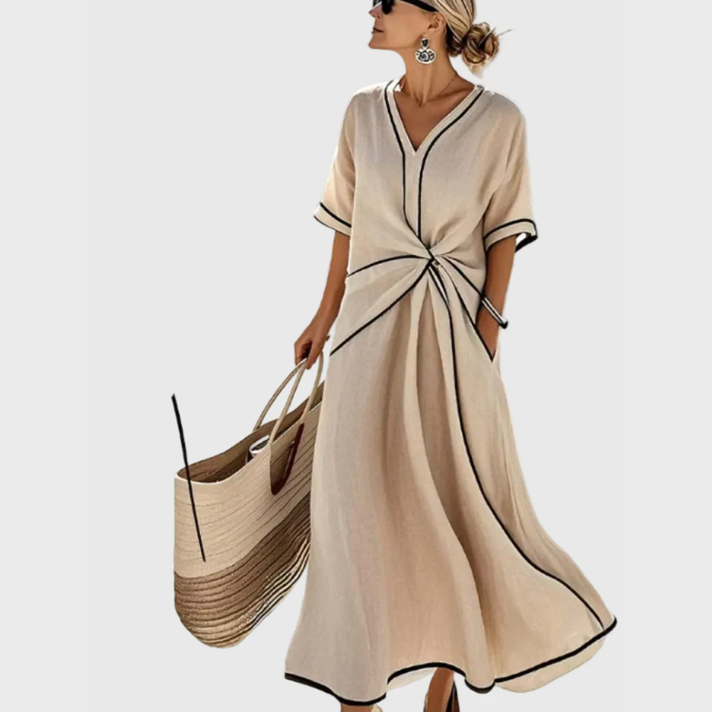 Helena | Drapowana Maxi Sukienka Plażowa