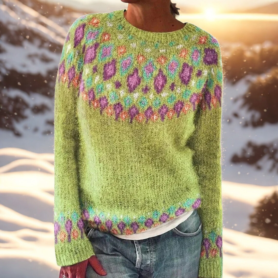 Lena – Sweter z dzianiny komfortowej z detalami Fair Isle