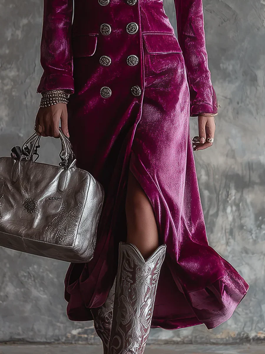 Paulina | Welurowa Sukienka Blazer Maxi